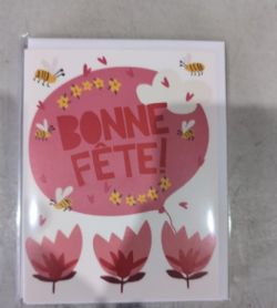 CARTE D'ANNIVERSAIRE - BONNE FÊTE! - BALLON ROSE ET ABEILLES